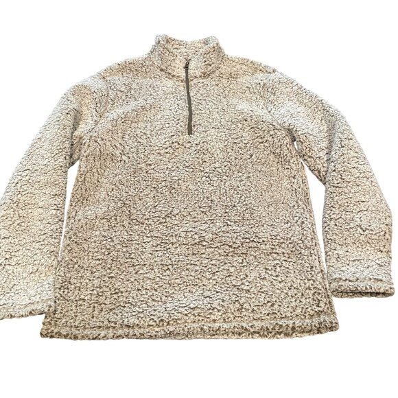 Weatherproof Men's M 1/4 Zip Sweater Faux Fur Sherpa Brown Tan Polyester Teddy - Picture 1 of 11